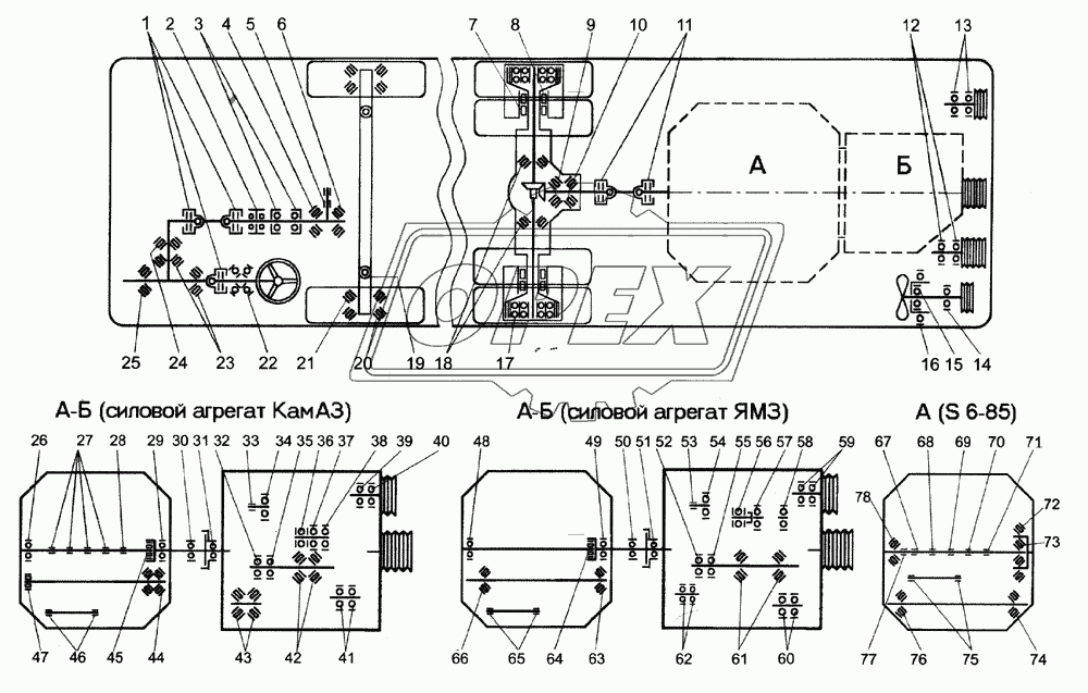 Схема установки подшипников на автобусы ЛиАЗ-525630, ЛиАЗ-525640, ЛиАЗ-525625